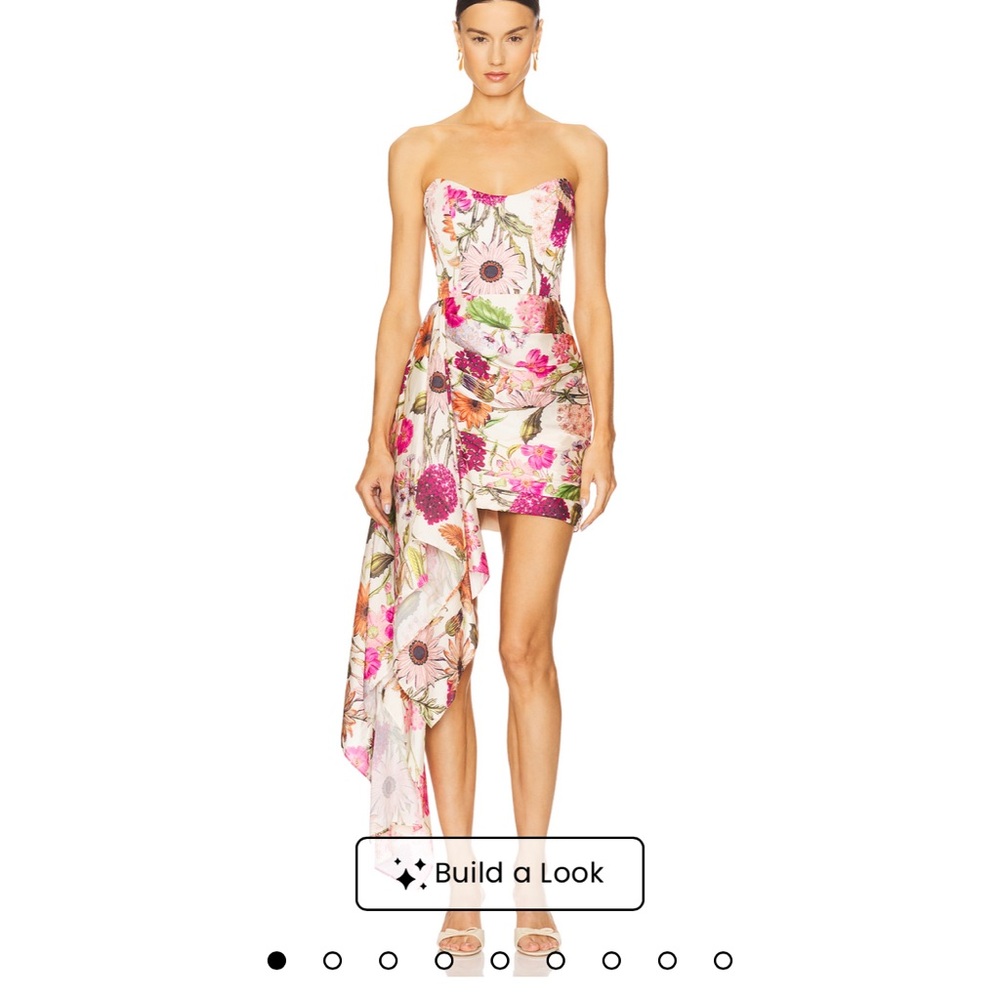 Katie May Strapless Floral Dress - Pink and White
